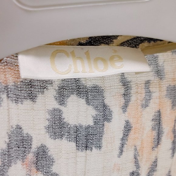 Chloé R/16 Multicolored Tawny Leopard Print Gauze Dress - Picture 5 of 13